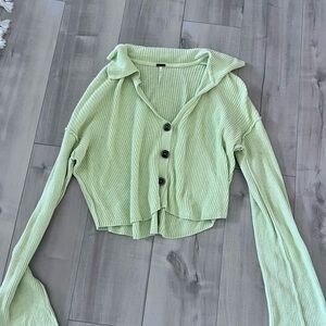 Great condition Ribbed Green Button-Up Cardigan